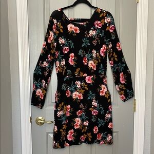 LOFT Pink and Orange Sheath Dress with Square Neck